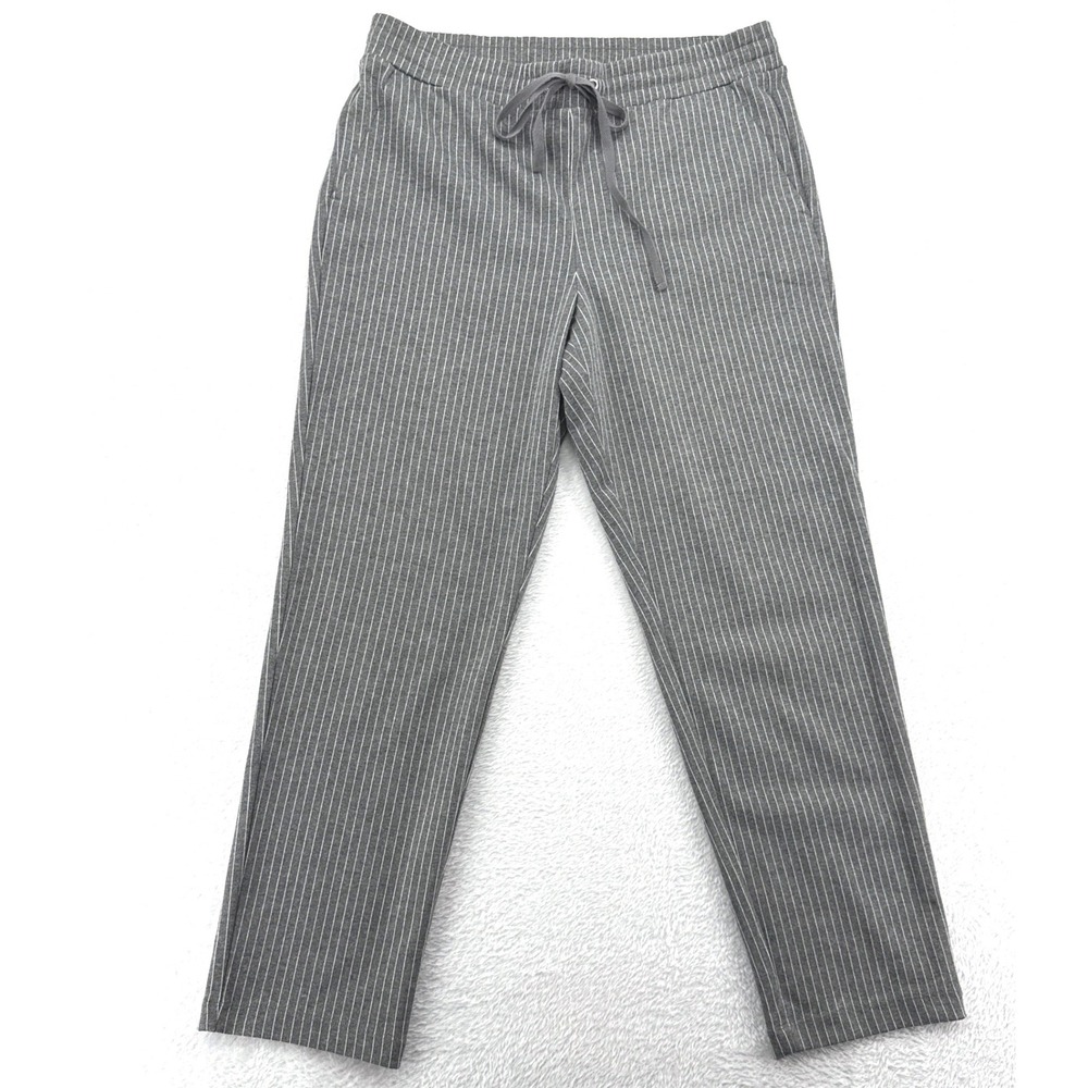 LOFT Pants Size M Grey Pinstripe Drawstring Lounge Sweatpants Cozy Errands